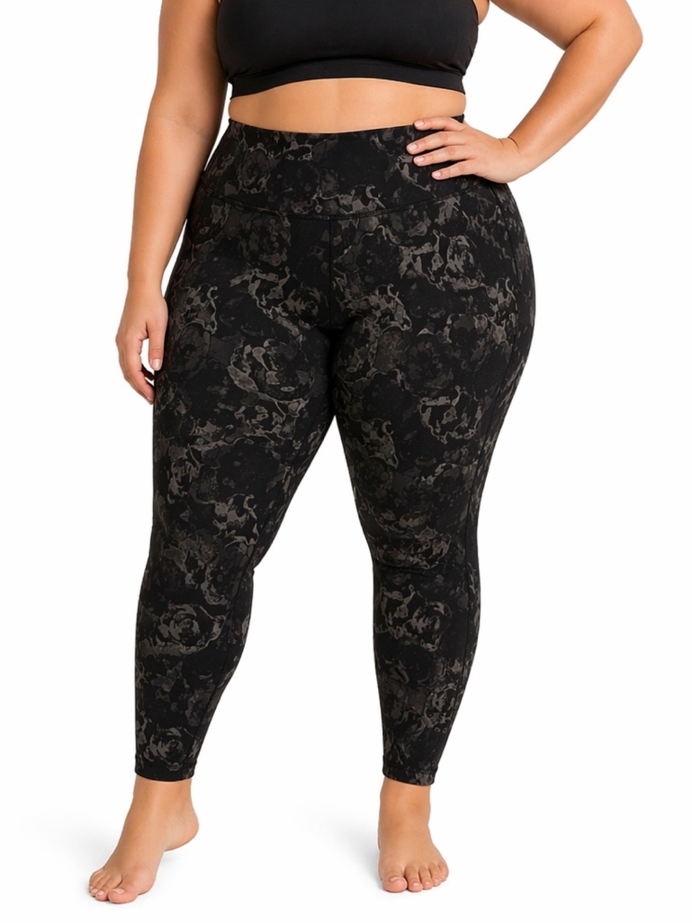 Livi Active High-Waist Black Floral Print Leggings